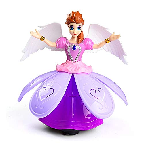 VGRASSP Dancing Miracle Princess Toy Doll with Wings Interactive Revolving Cute Doll Colorful LED Lights and Music for Girls (Design 2)