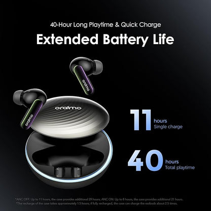 Oraimo SpaceBuds ANC Wireless Earbuds, 50dB Noise Cancelling Bluetooth Earbuds, 4-Mic Clear Calls in Ear Headphones