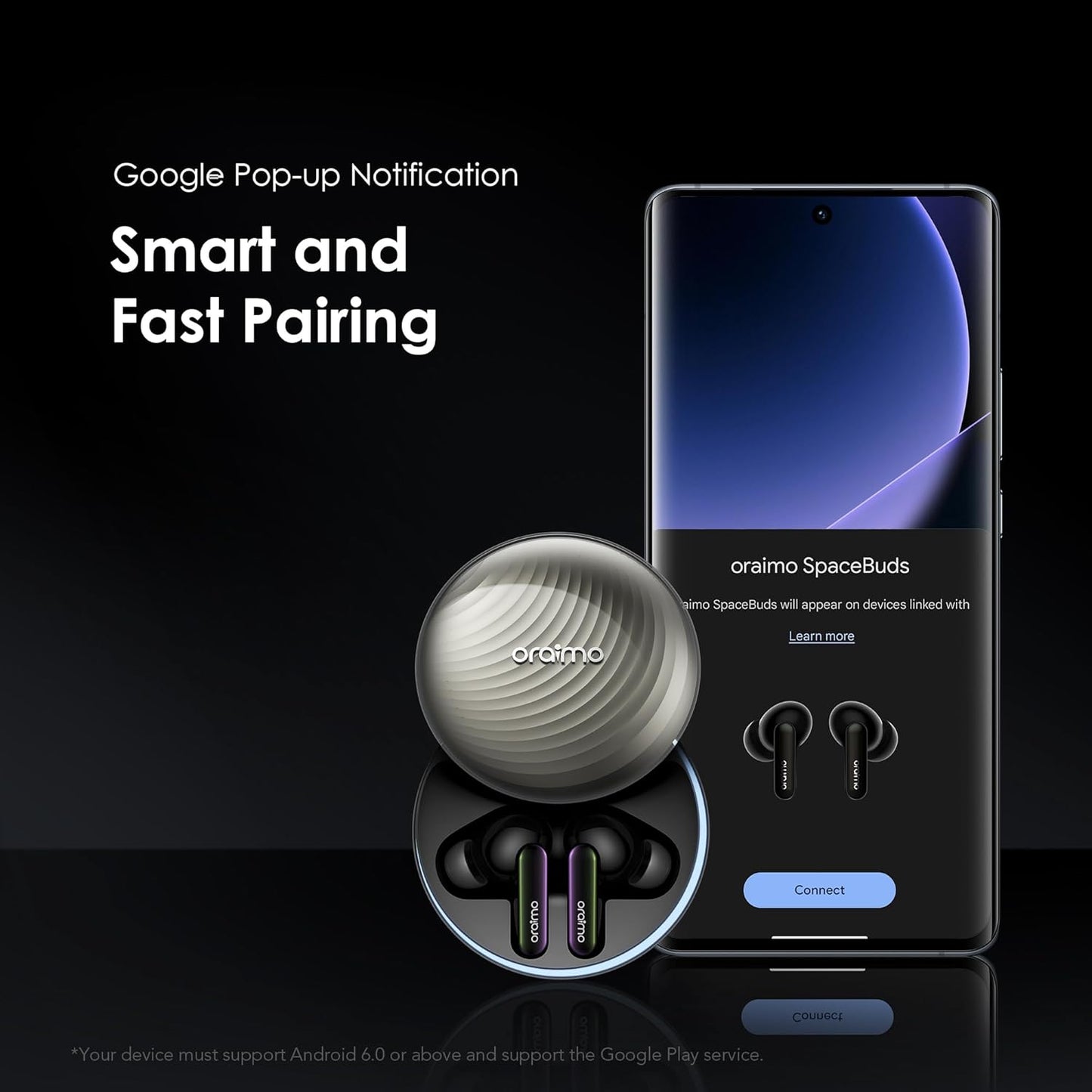 Oraimo SpaceBuds ANC Wireless Earbuds, 50dB Noise Cancelling Bluetooth Earbuds, 4-Mic Clear Calls in Ear Headphones