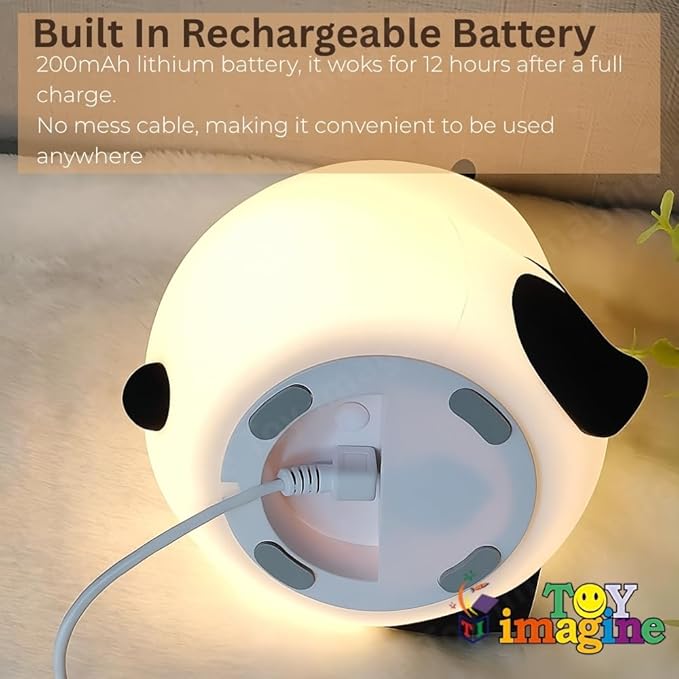 Toy Imagine Panda Night Light for Kids – Soft Silicone LED Lamp with Tap Control | Rechargeable, Multi-Color Light Modes, Non-Slip Base | Nursery Bedside Light for Baby Room, Toddlers & Gift Use